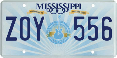 MS license plate ZOY556
