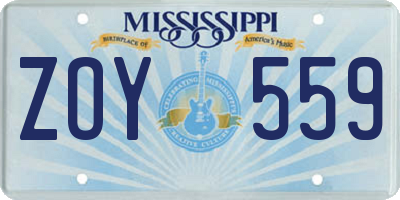 MS license plate ZOY559