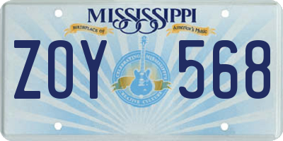MS license plate ZOY568
