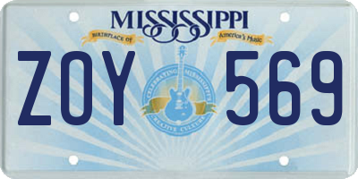 MS license plate ZOY569