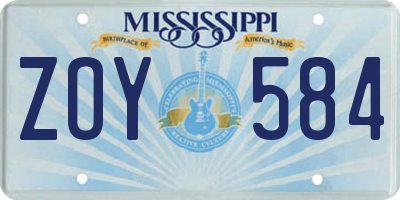 MS license plate ZOY584
