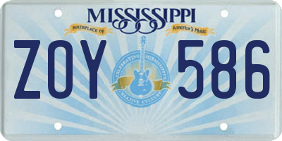 MS license plate ZOY586