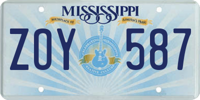 MS license plate ZOY587