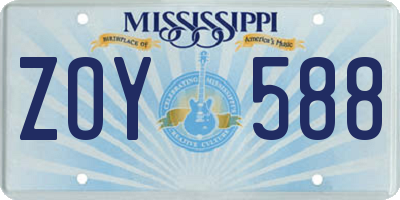 MS license plate ZOY588