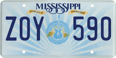 MS license plate ZOY590