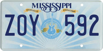 MS license plate ZOY592