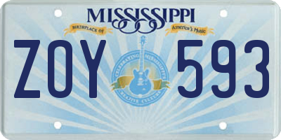 MS license plate ZOY593