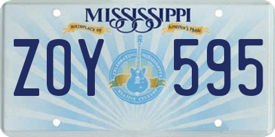 MS license plate ZOY595