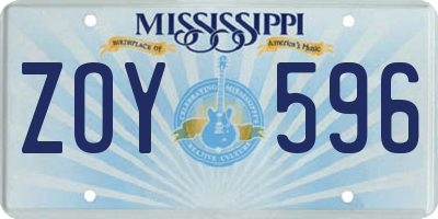 MS license plate ZOY596