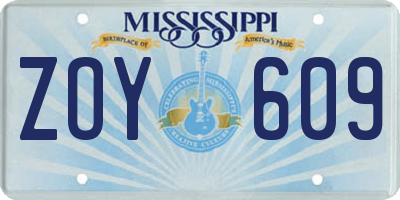 MS license plate ZOY609