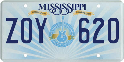 MS license plate ZOY620
