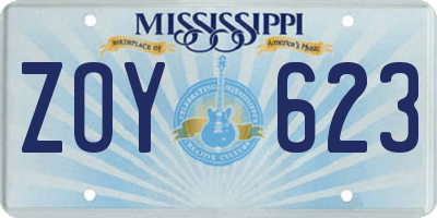 MS license plate ZOY623