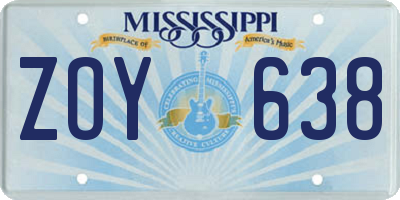 MS license plate ZOY638
