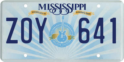 MS license plate ZOY641