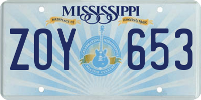MS license plate ZOY653