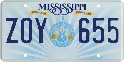MS license plate ZOY655