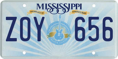 MS license plate ZOY656