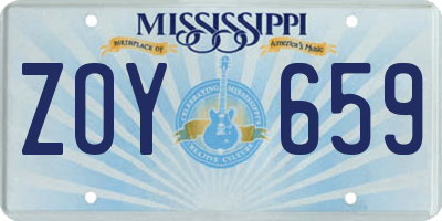 MS license plate ZOY659