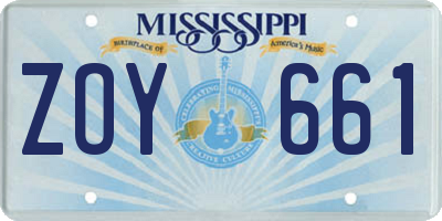 MS license plate ZOY661