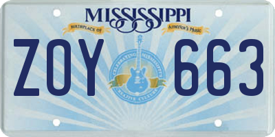 MS license plate ZOY663