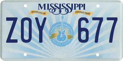 MS license plate ZOY677