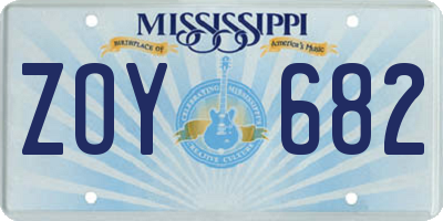 MS license plate ZOY682