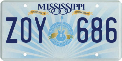 MS license plate ZOY686