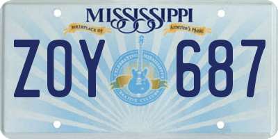 MS license plate ZOY687