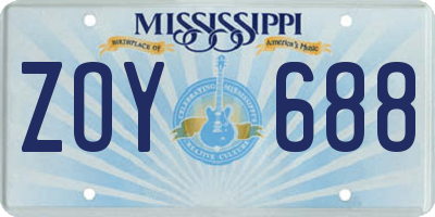 MS license plate ZOY688