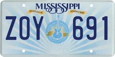 MS license plate ZOY691