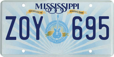MS license plate ZOY695