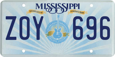 MS license plate ZOY696