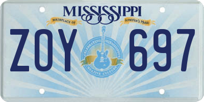 MS license plate ZOY697