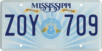 MS license plate ZOY709