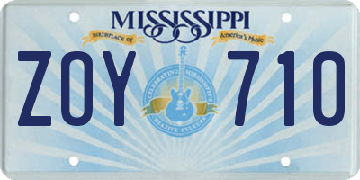 MS license plate ZOY710