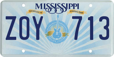 MS license plate ZOY713