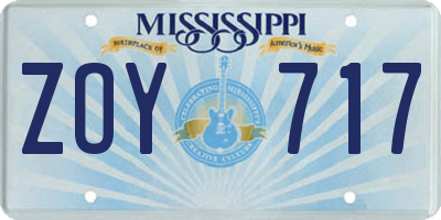 MS license plate ZOY717
