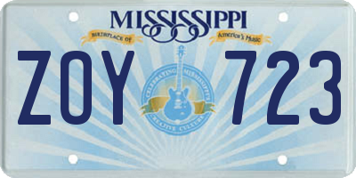 MS license plate ZOY723