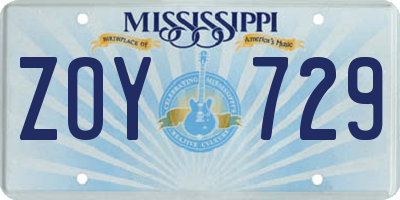 MS license plate ZOY729
