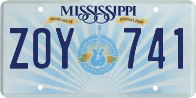 MS license plate ZOY741