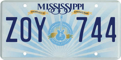 MS license plate ZOY744
