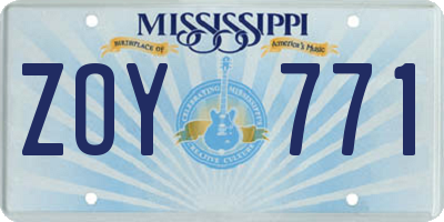MS license plate ZOY771