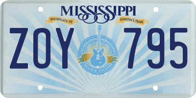 MS license plate ZOY795