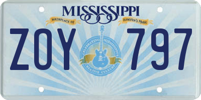 MS license plate ZOY797