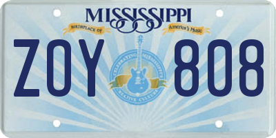 MS license plate ZOY808
