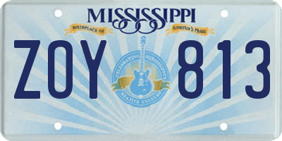 MS license plate ZOY813