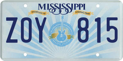 MS license plate ZOY815