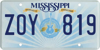 MS license plate ZOY819