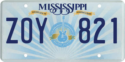 MS license plate ZOY821