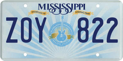 MS license plate ZOY822